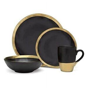 Godinger Silver Art 4-piece Golden Onyx Porcelain Gold And Black Dining Dinner S